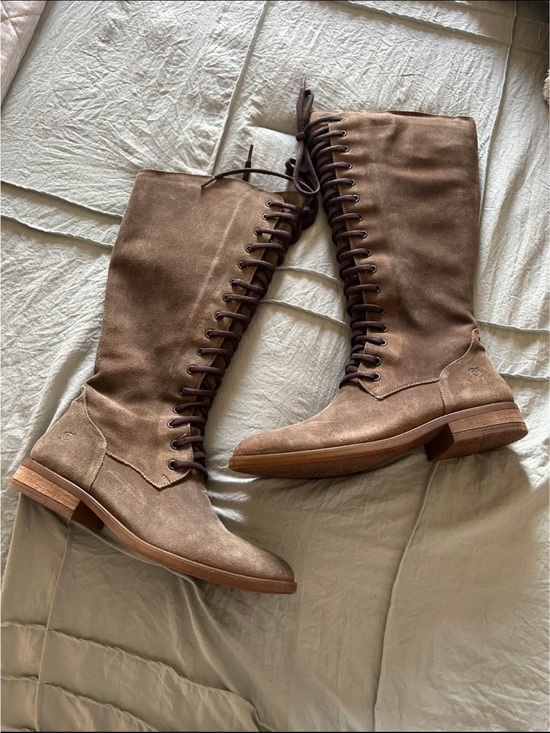 Born Shoes - Born Tall Lace-Up Suede Boots in Brown